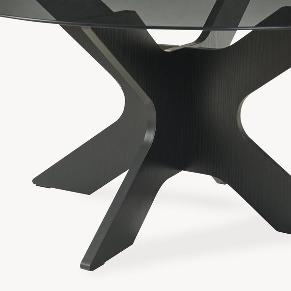 Table basse Imi avec plateau en verre Ø70x35 cm Noir/Gris [en.casa]