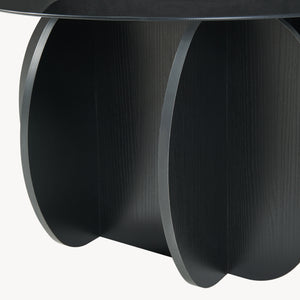 Table basse Karhuvandi avec plateau en verre Ø70x40 cm Noir/Gris [en.casa]