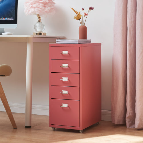 Caisson de bureau Kökar à roulettes avec 5 tiroirs 69 x 28 x 41 cm [en.casa]