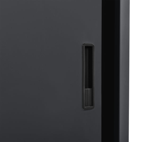 Placard de Bureau en Métal Meuble de Rangement Étagère Réglable en Hauteur avec 2 Portes Coulissantes Serrure à Cylindre Acier Laqué 90 x 40 x 90 cm [en.casa]