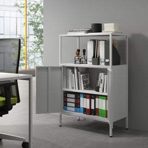 Armoire de bureau Hailuoto acier gris clair [en.casa]