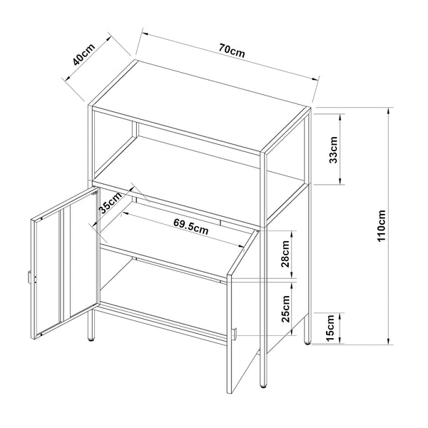 Armoire de bureau Hailuoto acier gris clair [en.casa]
