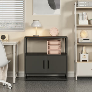 Armoire de bureau Hailuoto acier gris clair [en.casa]