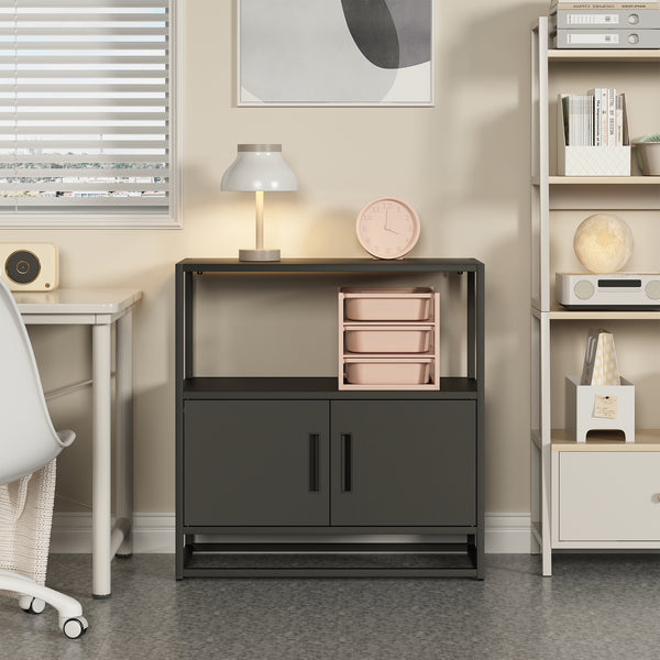 Armoire de bureau Hailuoto acier gris clair [en.casa]