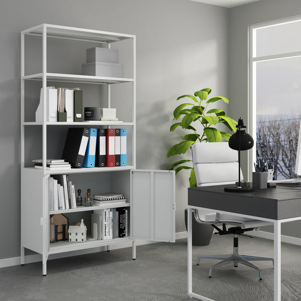 Armoire de bureau Hailuoto acier gris clair [en.casa]