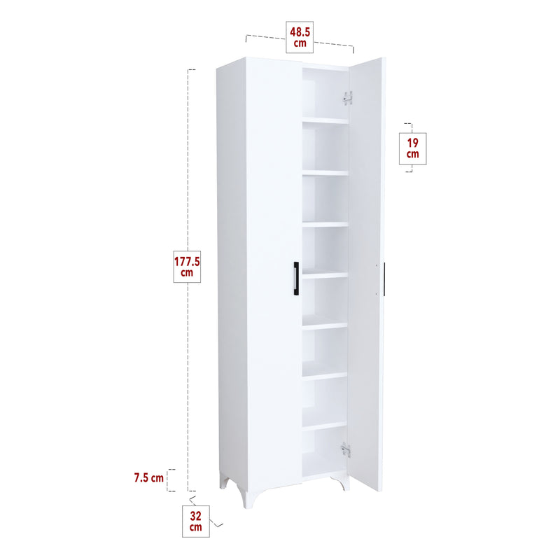 Croquis coté Armoire Strömsund avec 8 étagères 178 x 49 x 32 cm [en.casa]
