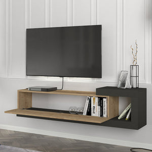 Meuble TV Luhanka 150x29,5x38,5cm Chêne en différentes couleurs [en.casa]