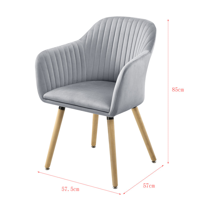 Croquis coté Chaise Dover Imitation Velours avec Accoudoirs  83 x 58 x 57 cm plusieurs couleurs [en.casa]