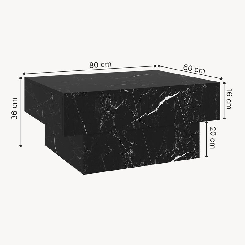 Croquis coté Table basse extensible Lens 80 x 60 x 36 cm [en.casa] 