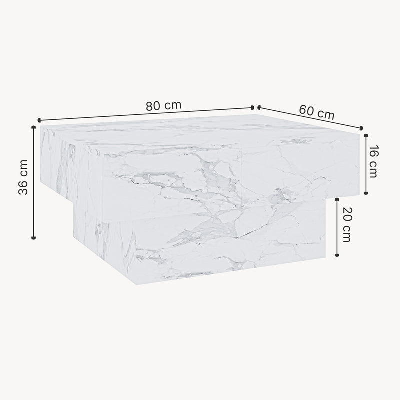 Croquis coté Table basse extensible Lens 80 x 60 x 36 cm [en.casa] 