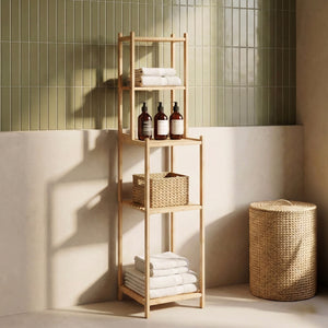 Étagère de salle de bain Anun bambou 128 x 30 x 30 cm naturel [en.casa]