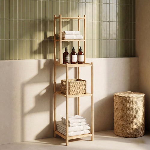 Étagère de salle de bain Anun bambou 128 x 30 x 30 cm naturel [en.casa]
