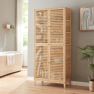 Armoire de salle de bain Raurgela 180x80x40 cm bambou [en.casa] - premiumXL
