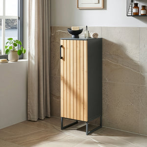 Armoire de salle de bain Svanes 90x30x30 cm Gris foncé/Naturel [en.casa]