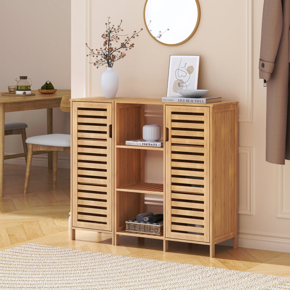 Meuble d’appoint Hakseri 2 éléments 87 x 99 x 33 cm bambou naturel [en.casa]