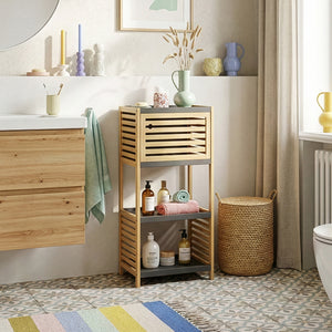 Étagère de salle de bains Kydesby bambou naturel / gris [en.casa]