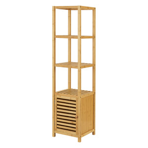 Étagère en bambou Liminka étagère de salle de bain avec porte d’armoire 140x34x33cm [en.casa] - premiumXL