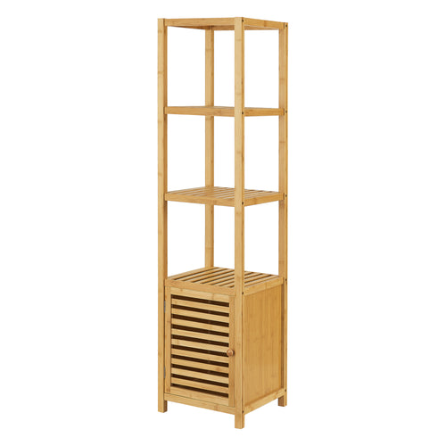 Étagère en bambou Liminka étagère de salle de bain avec porte d’armoire 140x34x33cm [en.casa] - premiumXL