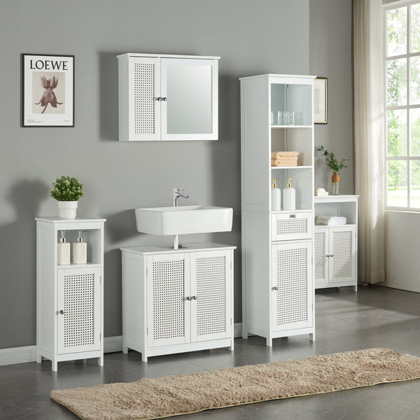 Armoire basse de salle de bain Karlsøy MDF PVC blanc [en.casa]