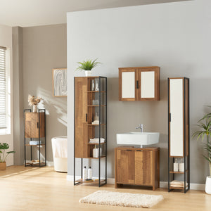 Armoire de salle de bain Namsskogan effet noyer noir [en.casa]