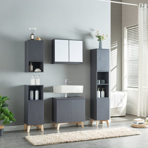 Armoire de salle de bain Overath Gris [en.casa]