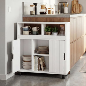 Armoire d'appoint sur roulettes Fadeskimma 72x70x20 cm Blanc [en.casa]