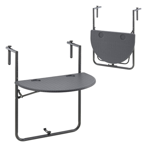 Balkonhängetisch Cicala 84x60x64 cm Halbrund Stahl Dunkelgrau [en.casa] - premiumXL