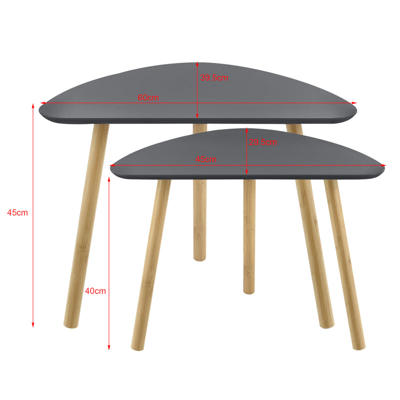 Croquis coté Lot de 2 Tables Basses Gigognes Levanger MDF Bambou [en.casa]