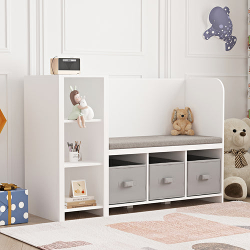 Étagère enfant avec banc Høylandet 76 x 112 x 40 cm [en.casa]