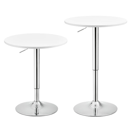 Table de bar Aberdeen Rond 60cm Ø 68-88 cm Haut Métal Chrome Noir/Blanc en.casa