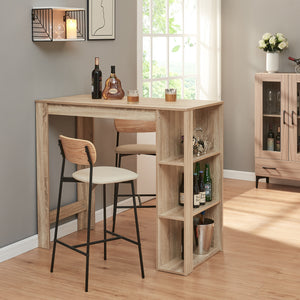 Table de bar Danderyd 120x60x106 cm avec 3 compartiments de rangement [en.casa] - premiumXL