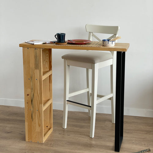 Table de bar Nørager avec étagère intégrée 89,5 x 90 x 29 cm [en.casa]