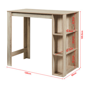 Table de Bar Danderyd 3 Étagères 120x60x106 cm Plusieurs couleurs [en.casa]