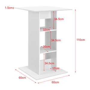 Table de Bar Visby 3 Étagères  70 x 70 x 110 cm Plusieurs couleurs [en.casa]