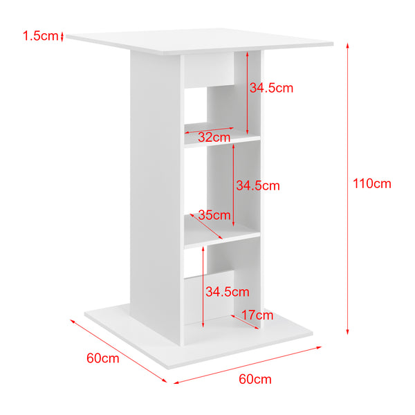 Table de Bar Visby 3 Étagères  70 x 70 x 110 cm Plusieurs couleurs [en.casa]