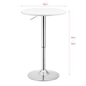Table de bar Aberdeen Rond 60cm Ø 68-88 cm Haut Métal Chrome Noir/Blanc en.casa