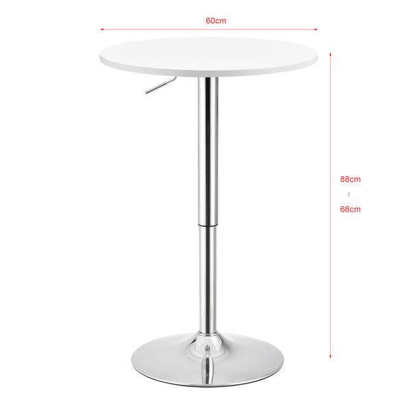 Table de bar Aberdeen Rond 60cm Ø 68-88 cm Haut Métal Chrome Noir/Blanc en.casa