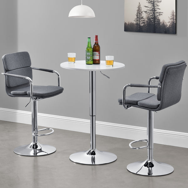 Table de bar Aberdeen Rond 60cm Ø 68-88 cm Haut Métal Chrome Noir/Blanc en.casa
