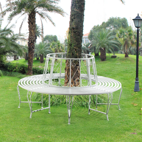 Banc de Jardin Sorrent Rond pour Arbre 160 x 84 cm Acier couleurs différentes [en.casa]