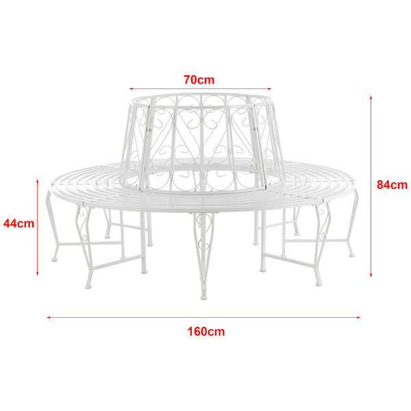 Banc de Jardin Sorrent Rond pour Arbre 160 x 84 cm Acier couleurs différentes [en.casa]
