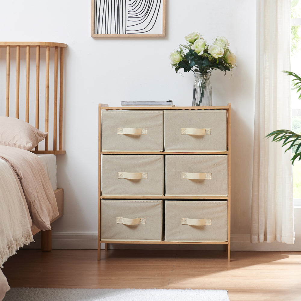 Commode Maldon avec tiroirs en tissu Naturel/Beige [en.casa]