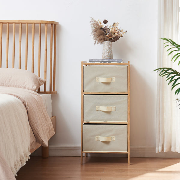 Commode Maldon avec tiroirs en tissu Naturel/Beige [en.casa]