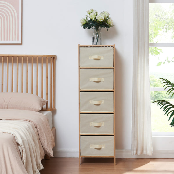 Commode Maldon avec tiroirs en tissu Naturel/Beige [en.casa]