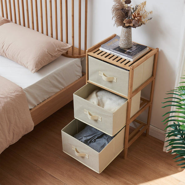 Commode Maldon avec tiroirs en tissu Naturel/Beige [en.casa]