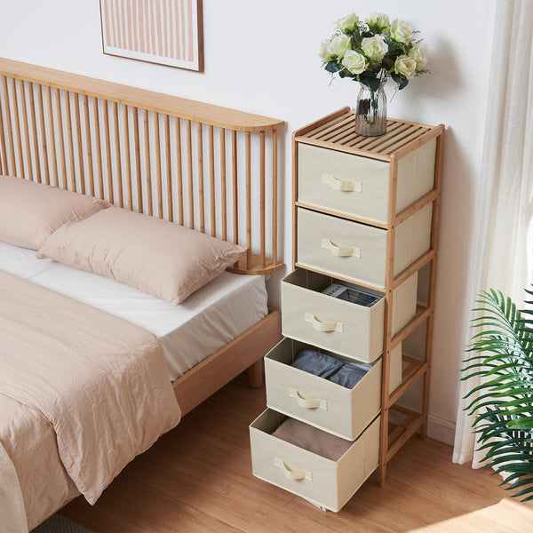 Commode Maldon avec tiroirs en tissu Naturel/Beige [en.casa]