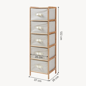 Commode Maldon avec tiroirs en tissu Naturel/Beige [en.casa]