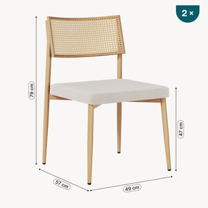 Lot de chaises de salle à manger Jördfjok effet rotin / beige [en.casa]