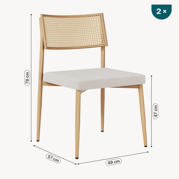 Lot de chaises de salle à manger Jördfjok effet rotin / beige [en.casa]