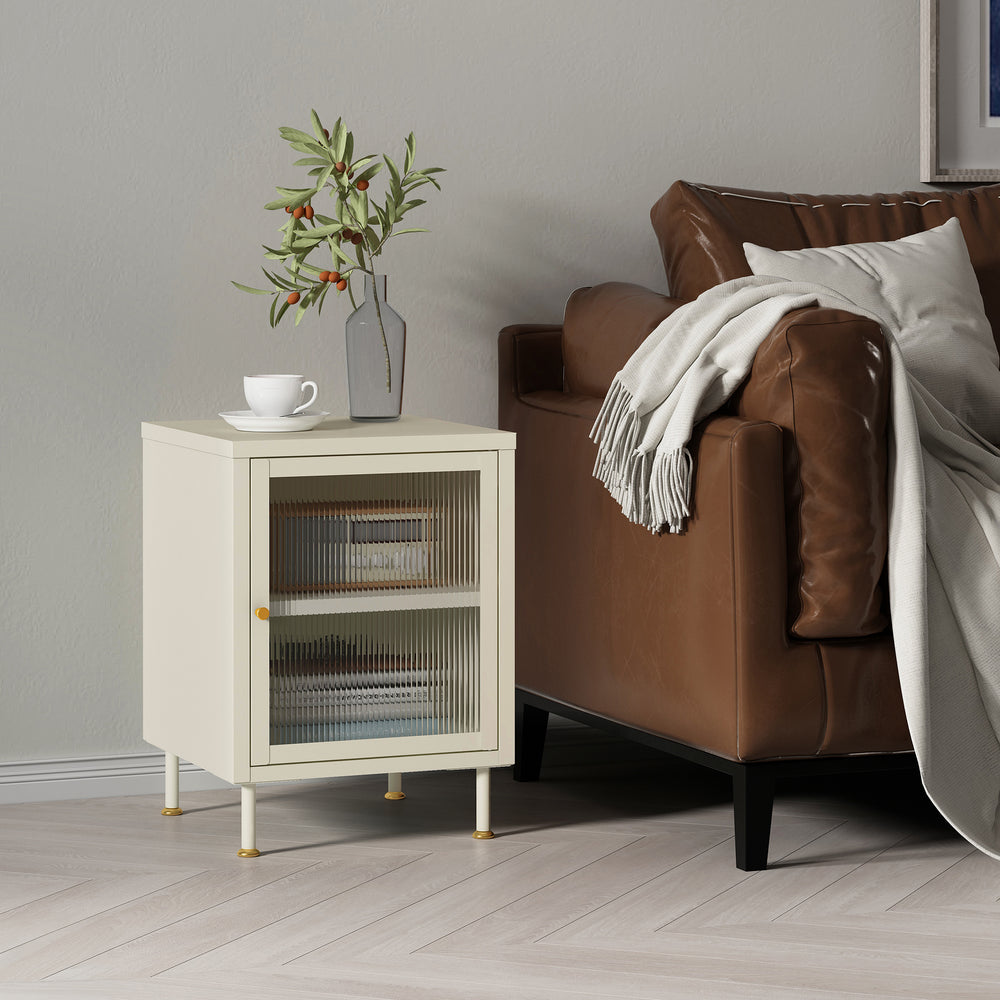 Armoire d’appoint Lindau 56x40x40 cm crème [en.casa] - premiumXL