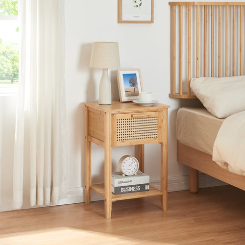 Nachttisch Leirfjord 60x40x35 cm Bambus Natur [en.casa] - premiumXL